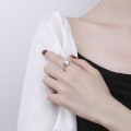 wholesale S925 Sterling Silver Retro Korean Style Minimalist Luxury Small Moonstone Embedded Open Adjustable Ring for Women-0-2