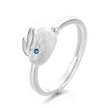 wholesale S925 Sterling Silver Cloud Tide Pavilion Dainty Year of the Rabbit Cute Little White Rabbit Jade Rabbit Design Adjustable Ring for Women-0-4