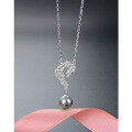 wholesale S925 Silver Fashion Diamond-Studded Fresh and Delicate Pearl Shell Bead Necklace, Korean Style Zircon Collarbone Chain, Elegant and Popular Pendant for Women-0-0