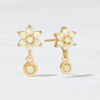 wholesale S925 Sterling Silver Red Elk Natural Opal Falling Star River Ear Crawler Ear Bone Flash Sunflower Ear Studs Elegant Earrings-BE0259-Gold 925 Silver