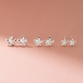 wholesale S925 silver Nalan fresh and sweet style delicate frangipani five-petal flower earrings floral earrings E0719-0-2