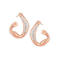 wholesale S925 sterling silver 816 irregular diamond stud earrings for women, high-end sensation, ins lightweight luxury, minimalist split-color electroplated silver ear accessories-Rose gold + silver [with sterling silver ear plugs]  925 silver