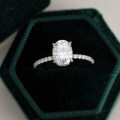 S925 Silver 3ct Moissanite Oval Solitaire Ring for Women-0-0