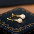 wholesale S925 Sterling Silver Pearl Chain Ear Studs Retro Style Design Sense Light Luxury Elegant Earrings for Women M04342-0-2