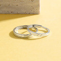 wholesale S925 Sterling Silver Open-Ended Minimalist Couple Rings, Niche Design for Valentine's Day Gift-0-5
