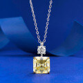 wholesale 925 SilverJewelry New 10*10 Yellow Diamond High-Carbon Diamond Simple Pendant Women Fashion Versatile-0-1