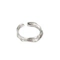 wholesale S925 Sterling Silver Korean Version Silver Ring Dongdaemun Ins Irregular Minimalist Wrinkle Texture Plain Circle Ring for Women-0-4
