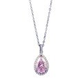 wholesale 925 Silver 8*12 Pink Diamond High Carbon Diamond Necklace for Cross-Border Export to Europe and America, Platinum Pendant for Women, 5 Carats-0-4