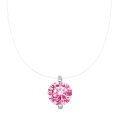 925 Silver 2-Carat Pink Diamond Invisible Necklace Mermaid's Tear Dopamine Pendant-0-3