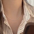 wholesale S925 Sterling Silver Simple Round Bead Chain Necklace for Women, New Trendy Versatile Minimalist Design Small Collarbone Pendant-0-2