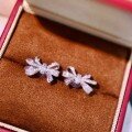 wholesale S925 Sterling Silver Red Elk Heavy Version Bow Zircon Ear Studs for Women, Versatile Internet-Famous Style Elegant and Fashionable Exquisite Earrings-0-1
