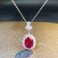 wholesale S925 Sterling Silver Women's Ruby Necklace, Corundum, Pen Test Pass, Fluorescent, Live Streaming Hit, Full Diamond,Cross-Border Wholesale-0-0