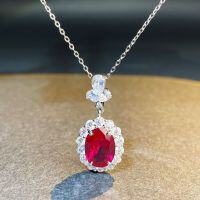 wholesale S925 Sterling Silver Women's Ruby Necklace, Corundum, Pen Test Pass, Fluorescent, Live Streaming Hit, Full Diamond,Cross-Border Wholesale-Red Corundum (Necklace Not Included) -XL092 925 Silver