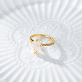 wholesale S925 Gold-Plated Diamond-Cut Moonstone Luxury Jewelry with Zircon Accents, Women's Ring-0-3