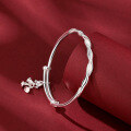 wholesale 999 Sterling Silver Dreamy Filigree Twist Bracelet for Women, Japanese and Korean Style Ins Bow French Bells Silver Bracelet-0-3