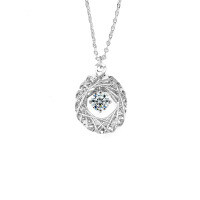 S925 Sterling Silver Dreamcatcher Pendant Necklace for Women-Dreamweaver Necklace (White Gold)  50-point Moissanite