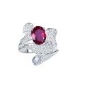 wholesale 18k Gold Plated S925 Silver Laboratory-Created Ruby 7x9mm Oval High-End Jewelry Closed Back Ring-0-4