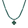 wholesale S925 Sterling Silver High-End INS Style Women's Necklace with Heart-Shaped Four-Leaf Clover Pendant, Luxurious Crystal Zirconia Beaded Chain-0-8
