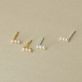 wholesale S925 Sterling Silver Fresh Sweet Ins Style Niche Design One Word Three Beads Stud Earrings M05757-0-0