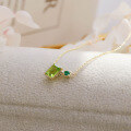 wholesale 9K Gold Japanese Minimalist Style Green Olive and Emerald Necklace Wholesale for Jewelry Manufacturers-0-1