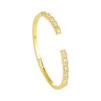 wholesale S925 Sterling Silver 204 Niche Aesthetic European and American Style Light Luxury Geometric Square Zircon Open Bangle for Women-18K gold 925 silver