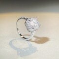wholesale S925 Sterling Silver 3ct Radiant Cut Moissanite Ring Princess Square Setting Cross-border TikTok Live D Color Ring-0-3