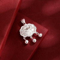 wholesale 990 Sterling Silver Peace Lock Necklace for Babies and Children, Pure Silver Longevity Lock Pendant for Girls, Infant Full Moon and First Birthday Gift-Longevity lock pendant (approximately 4.2g)  990 sterling silver