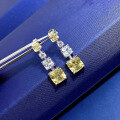 wholesale 925 SilverJewelry NewIns Style 7*7 Pagoda Yellow Diamond Earrings Full Diamond Stud Earrings for Women Cross-border-0-2