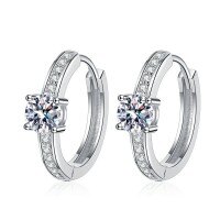 S925 Sterling Silver French-Style 0.5ct Moissanite Stud Earrings for Women-【Super Sparkling Zircon】50 points + 50 points Earrings  925 Silver