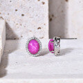 wholesale S925 Silver Cultivated Star Ruby and Sapphire Light Luxury Earrings, Exquisite Micro-Set Gemstone Stud Earrings-0-1