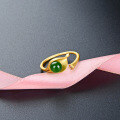 wholesale Gold-plated Sterling Silver New Chinese Style National Trend Imitation Hetian Jade Leaf Ring, Versatile and Elegant, Available for Dropshipping-0-3