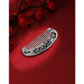 wholesale S999 Pure Silver Vintage Handmade Enamel Comb, Silver Comb, Solid Silver Health Scraping Gift for Elders and Girlfriends-0-3