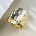 wholesale S925 Silver, 18K Gold Plated Matte Frosted Surface Minimalist Irregular Ring for Women with Concave-Convex Creative Design-0-2