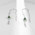 wholesale 925 silver inlaid gemstone earrings with a sense of design, luxury, and sophistication—Natural Diopside Earrings, Flourish Collection-0-1