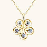 wholesale Metal material delicate and high-end moissanite necklace for women, simple and elegant internet-famous camellia collarbone chain with small fresh petal pendant-Gold 0.5 carat