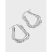 wholesale S925 Sterling Silver Korean Version Ins Indie Design Minimalist Irregular Wave Texture Earrings for Women-18K gold 925 silver