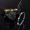 wholesale S925 Silver Alloy Open Cuff Bracelet with Crystal Accents, a Trendy Cross-Border Fashion Accessory-0-2
