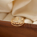 wholesale Gold-plated S925 Sterling Silver Double Layer Chain Ring for Women, European and American Ins Niche Design French Baroque Ring-0-0