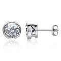S925 Sterling Silver D-Color Moissanite Floral Six-Prong Stud Earrings-0-8
