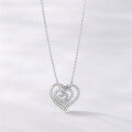 wholesale Sterling silver Yaxi full-set zircon heart necklace for women, versatiledesign with a sense of luxury, gift for girlfriend, collarbone chain accessory-0-5