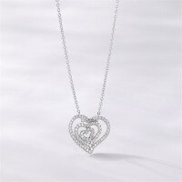 wholesale Sterling silver Yaxi full-set zircon heart necklace for women, versatiledesign with a sense of luxury, gift for girlfriend, collarbone chain accessory-TL000322 925 silver