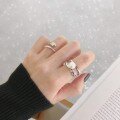 wholesale S925 sterling silver JA462 minimalist student ring, ins Korean-style niche smooth drop-shaped open ring for women-0-2