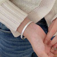 wholesale S925 Sterling Silver Fish Scale Minimalist Bangle for Women, Korean New Style Versatile Simple High-end Minimalist Cold Tone Bracelet-Pure silver (approximately 17.5g)