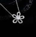 S925 Silver Cross-Border Exclusive Personalized Fan Flower Moissanite Necklace-0-6