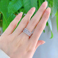wholesale 925 Silver Row Diamond Ring for Women, Full Diamond Trapezoid Square Ring with Micro-Setting, Cross-Border Drop Shipping for Mu Jing Jewelry New Product-0-3