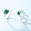 wholesale S925 Sterling Silver Thick Silver White Gold New Korean-Japanese Style Minimalist Malachite Ring Open Adjustable One-Piece Drop Shipping-0-4