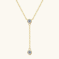 wholesale S925 Silver European and American Tassel Long Moissanite Necklace, Luxury Style High-End Pendant, Fashion Versatile Jewelry Wholesale-White - 0.2 carats  925 silver