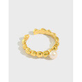 wholesale S925 Sterling Silver Korean Version Ins Minimalist Irregular Beaded Texture Freshwater Pearl Open Ring-0-0
