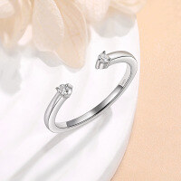 wholesale 18k Gold Plated S925 Silver Cross-Border New Moissanite Row Ring Wedding Band for Women, Ins Style Versatile Stackable Twin Stone Row Ring-Platinum Beauty 9.5