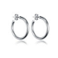 wholesale 925 Sterling Silver Round Hoop Earrings, Minimalist Circle Ear Wires, Ins Light Luxury Advanced Feel Large Hoop Pure Silver Earrings Wholesale Women's-0-6